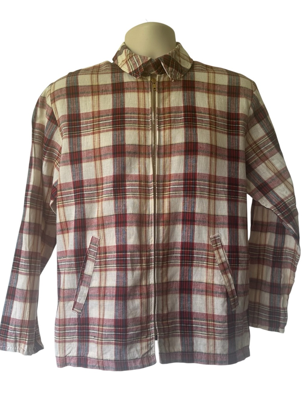 Vintage Woolrich Richmeister Preppy Plaid Jacket Mens S M Lightweight Zip Up